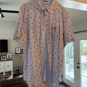 U.S. Polo Assn. Men's Light Blue palm tree pattern shirt. XL